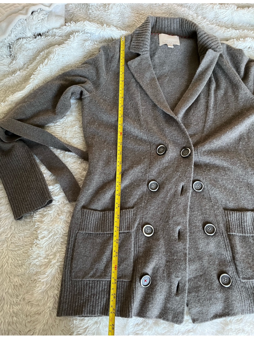 Banana republic heritage collection100% cashmere cardigan sweater taupe gray